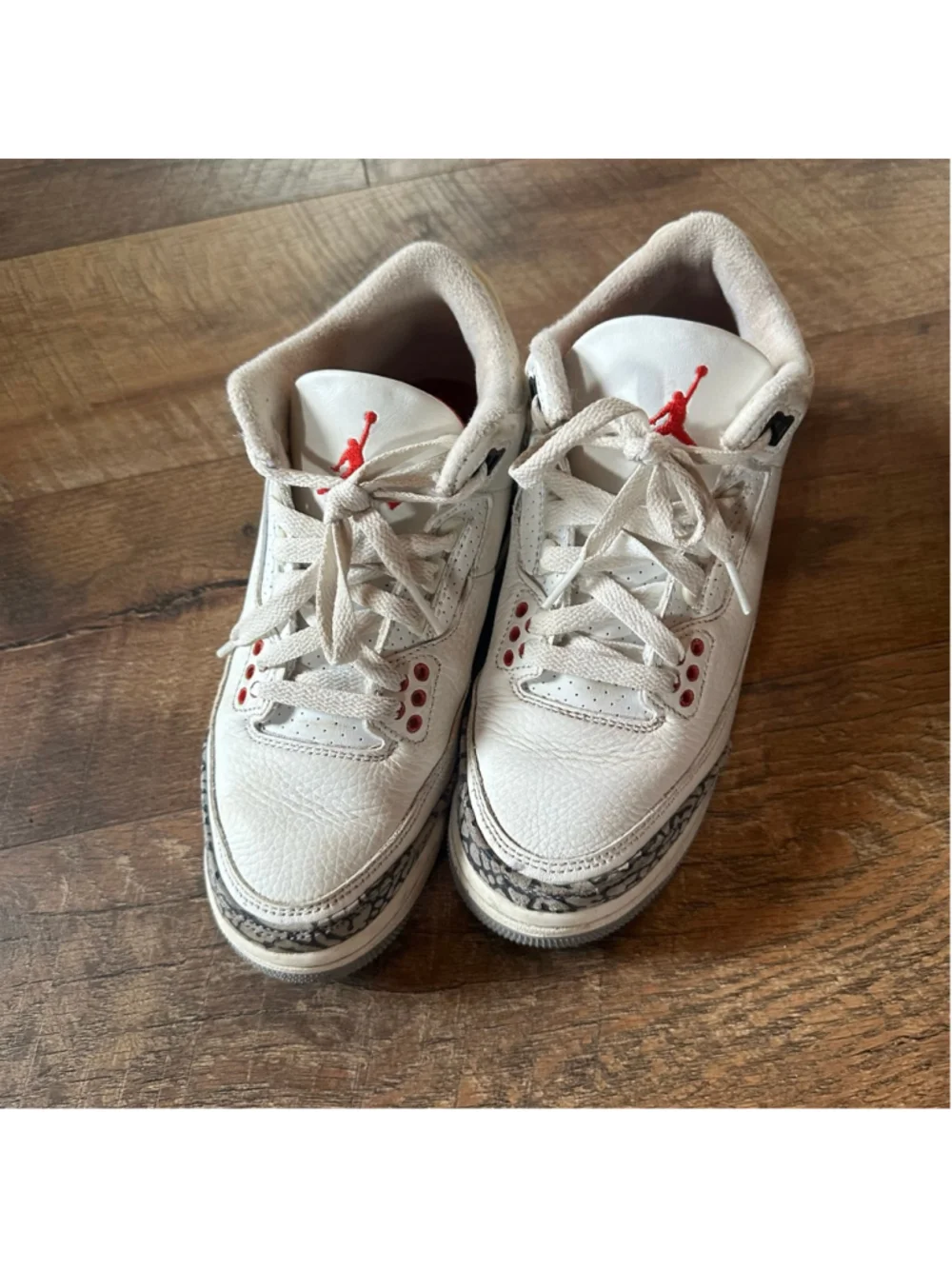 Kids Jordan 3 Retro White/Gray/Red Sneakers Size 4Y Summer